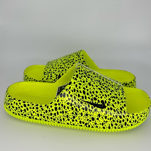 Nike Calm Slides Electric Print Volt Black Sandals HF1067-700 Sz 14 Pool Gym - Picture 1 of 6